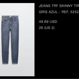Zara HW Skinny jeans Size 2 (26in waist)